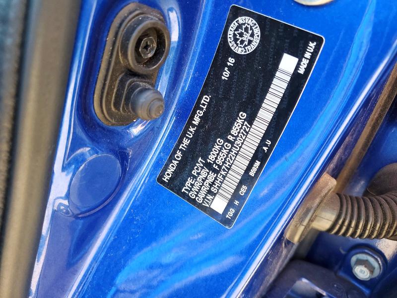 62220556 :رقم المزاد ، SHHFK7H22HU302727 vin ، 2017 Honda Civic مزاد بيع
