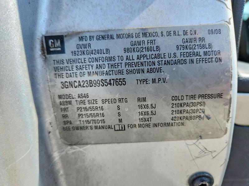 Продаж на аукціоні авто 2009 Chevrolet Hhr, vin: 3GNCA23B99S547655, номер лоту: 62852176