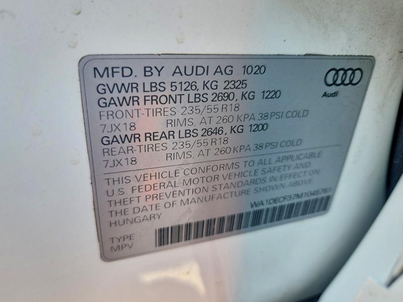 61635476 :رقم المزاد ، WA1DECF37M1045761 vin ، 2021 Audi Q3 مزاد بيع