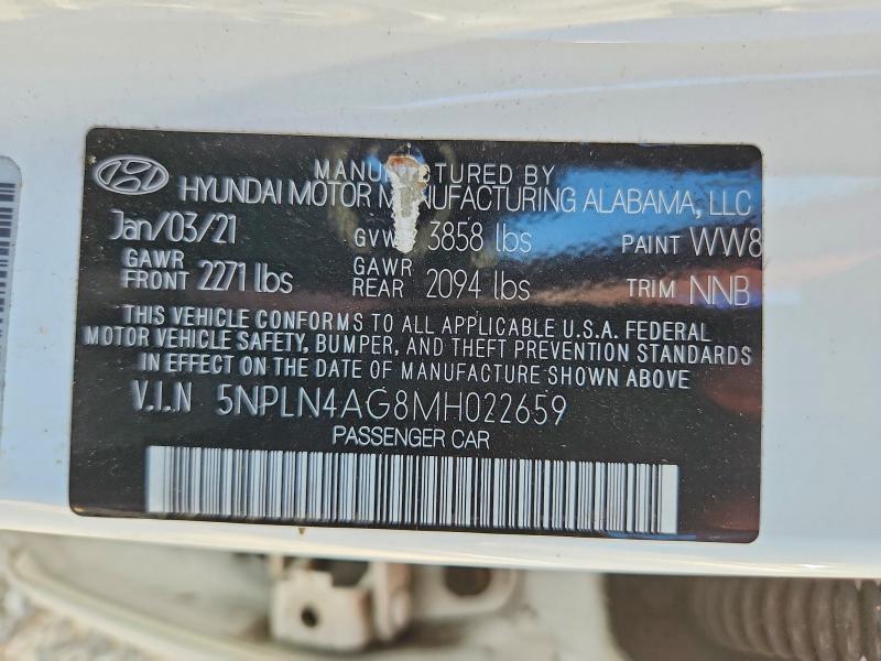 Продаж на аукціоні авто 2021 Hyundai Elantra, vin: 5NPLN4AG8MH022659, номер лоту: 62436296