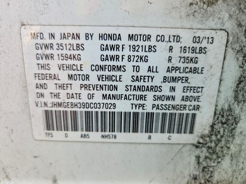 Aukcja sprzedaży 2013 Honda Fit, vin: JHMGE8H39DC037029, numer aukcji: 60802456