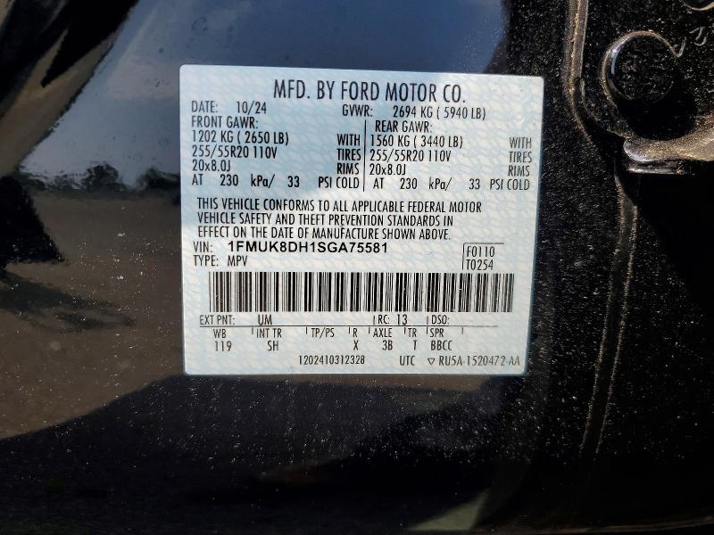 Aukcja sprzedaży 2025 Ford Explorer, vin: 1FMUK8DH1SGA75581, numer aukcji: 62315846