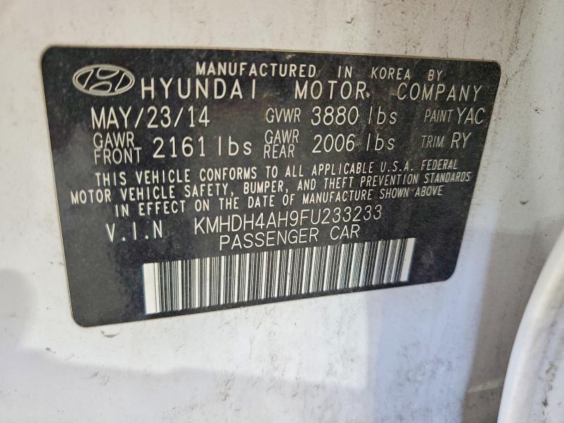 2015 Hyundai Elantra მანქანა იყიდება აუქციონზე, vin: KMHDH4AH9FU233233, აუქციონის ნომერი: 59674876
