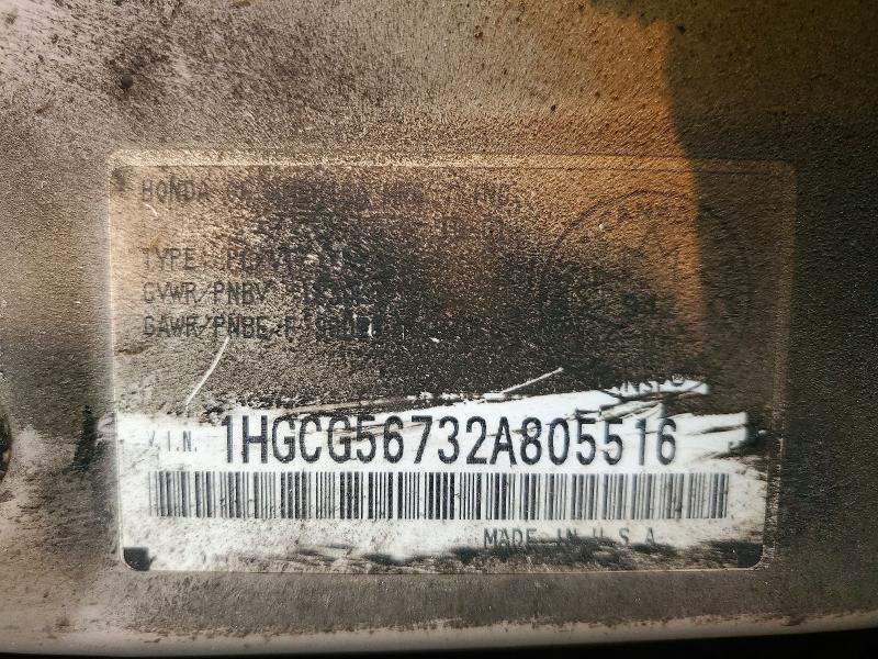 61478826 :رقم المزاد ، 1HGCG56732A805516 vin ، 2002 Honda Accord مزاد بيع