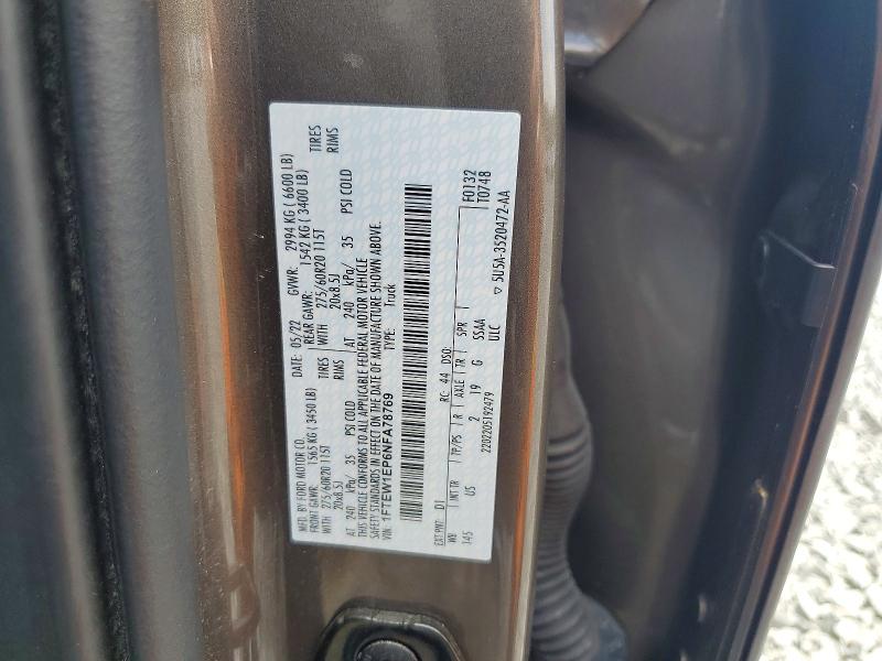 58834356 :رقم المزاد ، 1FTEW1EP6NFA78769 vin ، 2022 Ford F150 مزاد بيع