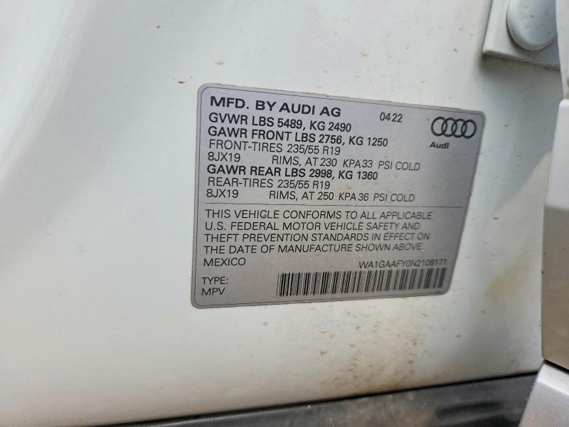 Продаж на аукціоні авто 2022 Audi Q5, vin: WA1GAAFY0N2108171, номер лоту: 60137916