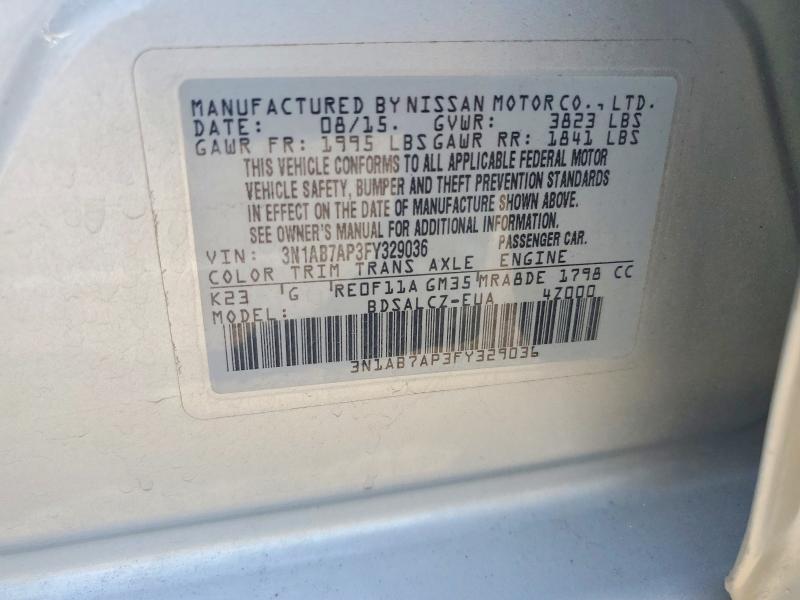 Aukcja sprzedaży 2015 Nissan Sentra, vin: 3N1AB7AP3FY329036, numer aukcji: 59714836