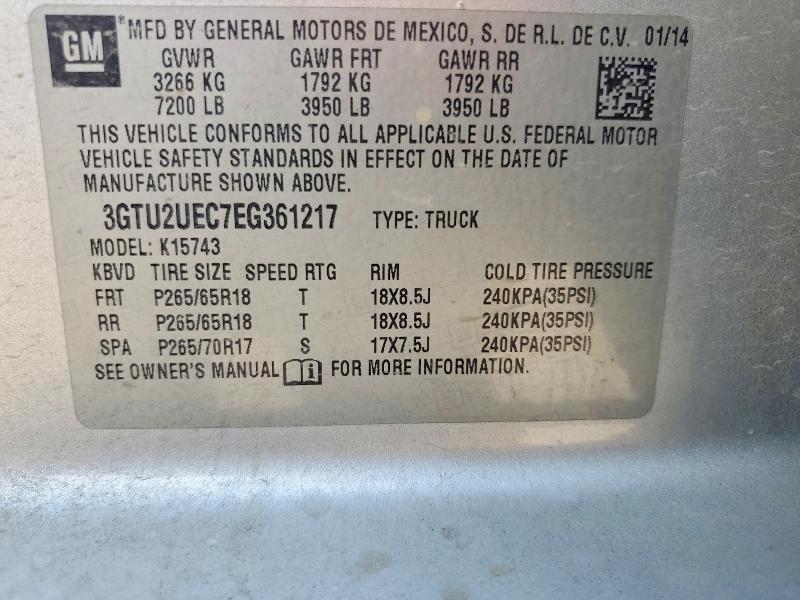 Aukcja sprzedaży 2014 Gmc Sierra, vin: 3GTU2UEC7EG361217, numer aukcji: 61058936