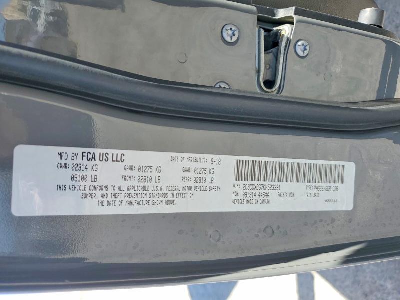 Auction sale of the 2019 Dodge Charger, vin: 2C3CDXBG7KH523331, lot number: 63016866