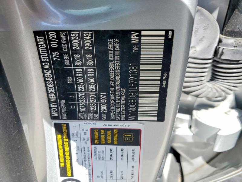 60433406 :رقم المزاد ، W1N0G8DB1LF791381 vin ، 2020 Mercedes-benz Glc مزاد بيع