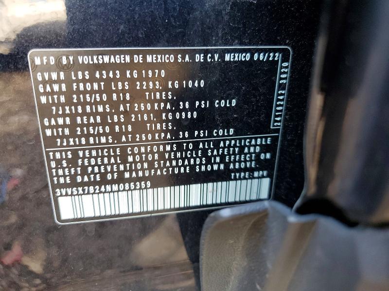 Продажа на аукционе авто 2022 Volkswagen Taos, vin: 3VVSX7B24NM085359, номер лота: 62074586