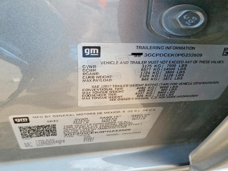 Aukcja sprzedaży 2023 Chevrolet Silverado, vin: 3GCPDCEK0PG233509, numer aukcji: 61214396