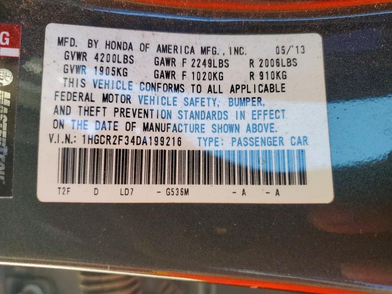 Продажа на аукционе авто 2013 Honda Accord, vin: 1HGCR2F34DA199216, номер лота: 59794146