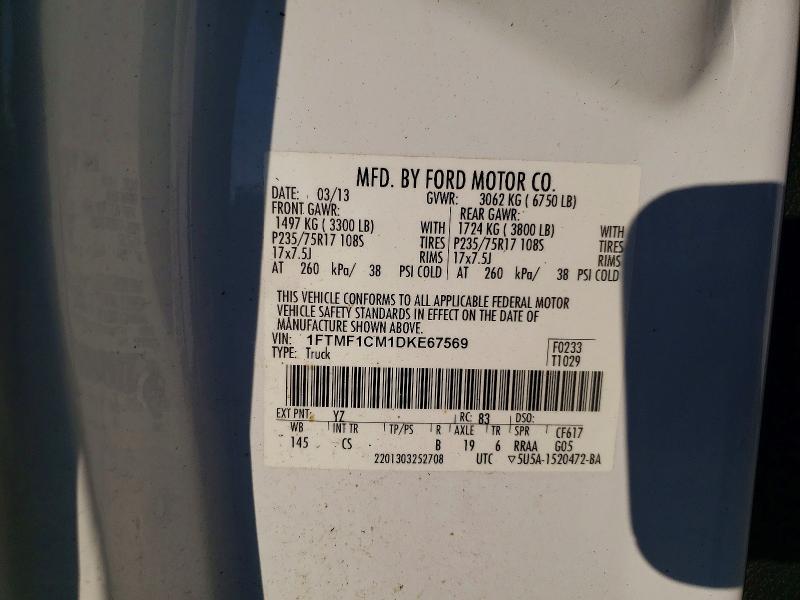 2013 Ford F150 მანქანა იყიდება აუქციონზე, vin: 1FTMF1CM1DKE67569, აუქციონის ნომერი: 63326696