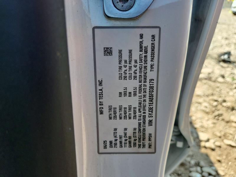 Aukcja sprzedaży 2025 Tesla Model 3, vin: 5YJ3E1EA8SF038179, numer aukcji: 60749426