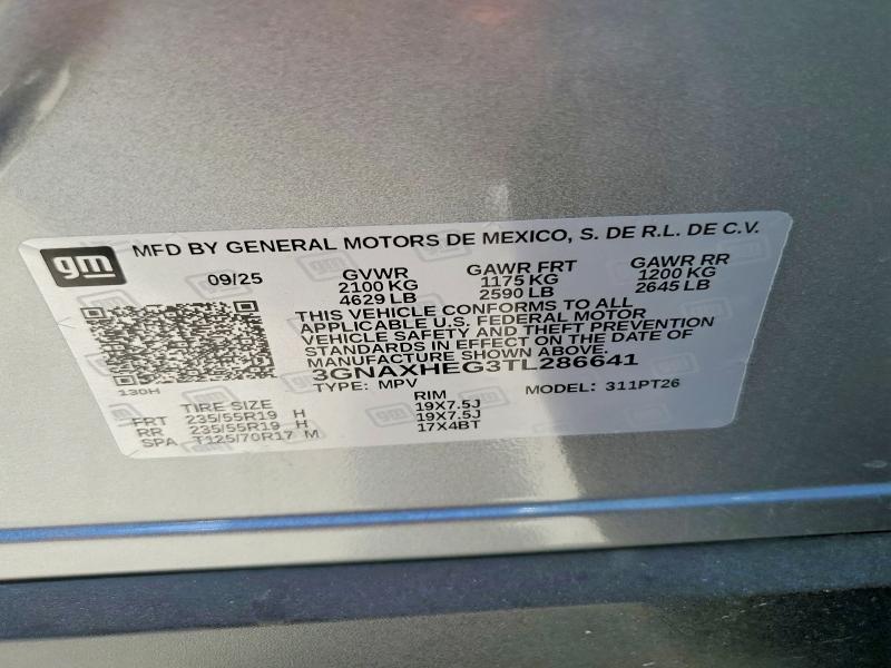 2026 Chevrolet Equinox მანქანა იყიდება აუქციონზე, vin: 3GNAXHEG3TL286641, აუქციონის ნომერი: 62864056