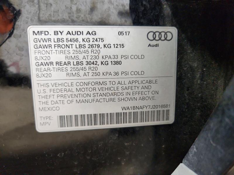 Aukcja sprzedaży 2018 Audi Q5, vin: WA1BNAFY7J2016581, numer aukcji: 62111716