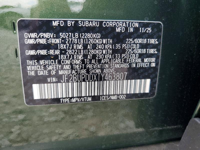 61205616 :رقم المزاد ، JF2BUPDDXTY463807 vin ، 2026 Subaru Outback مزاد بيع