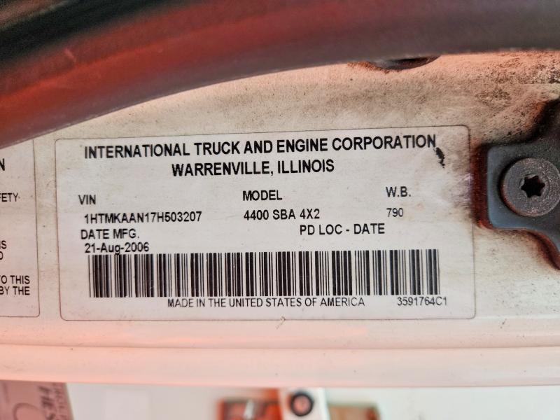 2007 International 4400 მანქანა იყიდება აუქციონზე, vin: 1HTMKAAN17H503207, აუქციონის ნომერი: 56214066