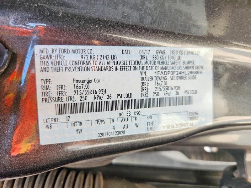Продаж на аукціоні авто 2017 Ford Focus, vin: 1FADP3F24HL266869, номер лоту: 61215776