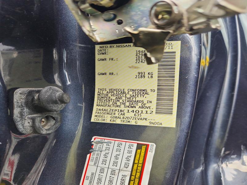 2011 Nissan Altima მანქანა იყიდება აუქციონზე, vin: 1N4AL2EP1BC140112, აუქციონის ნომერი: 61444316