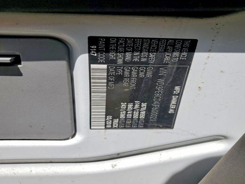Aukcja sprzedaży 2018 Mercedes-benz Sprinter, vin: WD3PE8CD4JP600021, numer aukcji: 97682385