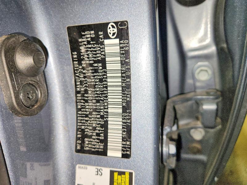 2024 Toyota Corolla მანქანა იყიდება აუქციონზე, vin: 5YFB4MDE5RP183473, აუქციონის ნომერი: 61421146