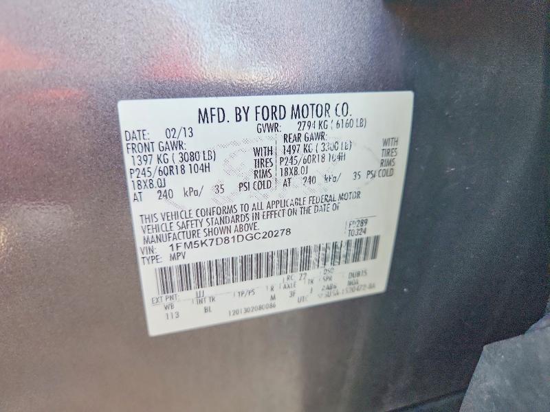 61328326 :رقم المزاد ، 1FM5K7D81DGC20278 vin ، 2013 Ford Explorer مزاد بيع