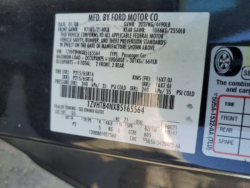 2008 Ford Mustang მანქანა იყიდება აუქციონზე, vin: 1ZVHT84NX85165564, აუქციონის ნომერი: 60694506