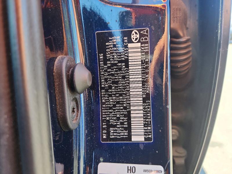 Продаж на аукціоні авто 2019 Toyota Corolla, vin: 5YFBURHE8KP858827, номер лоту: 61360626