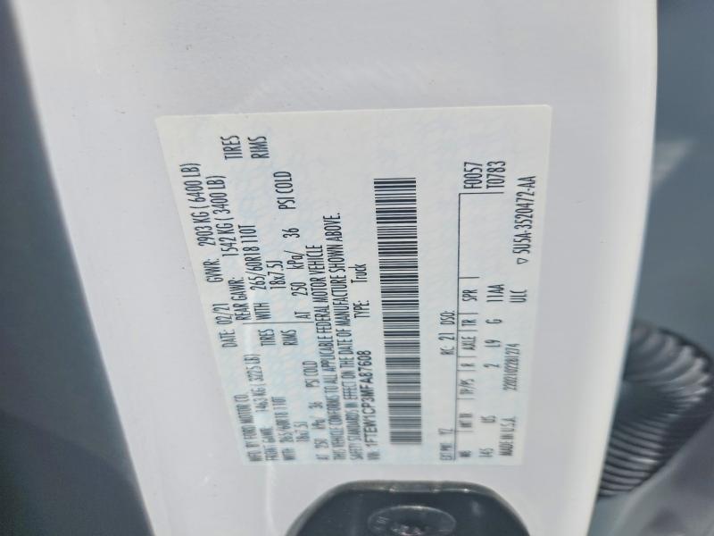 Продаж на аукціоні авто 2021 Ford F150, vin: 1FTEW1CP3MFA87608, номер лоту: 60179826