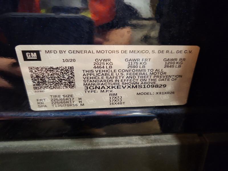 Продажа на аукционе авто 2021 Chevrolet Equinox, vin: 3GNAXKEVXMS109829, номер лота: 62475336