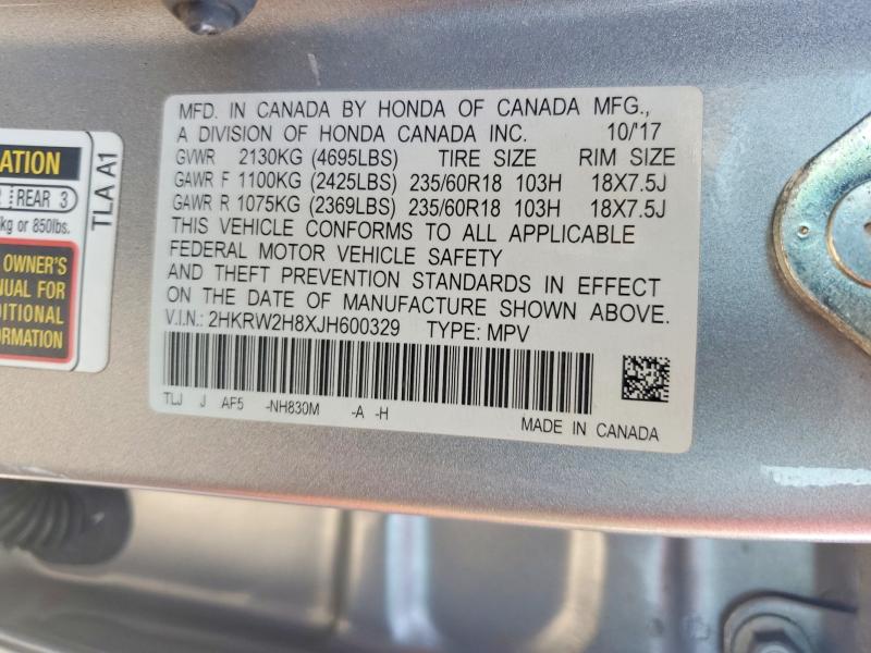 Продажа на аукционе авто 2018 Honda Cr-v, vin: 2HKRW2H8XJH600329, номер лота: 60679916