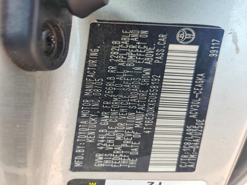 2006 Toyota Camry მანქანა იყიდება აუქციონზე, vin: 4T1BE30KX6U658192, აუქციონის ნომერი: 63244856