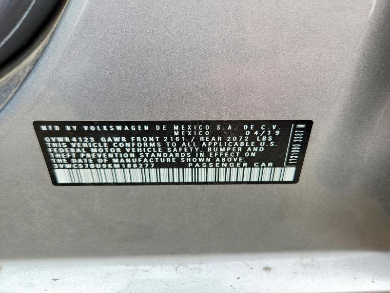 62773576 :رقم المزاد ، 3VWC57BU9KM188277 vin ، 2019 Volkswagen Jetta مزاد بيع