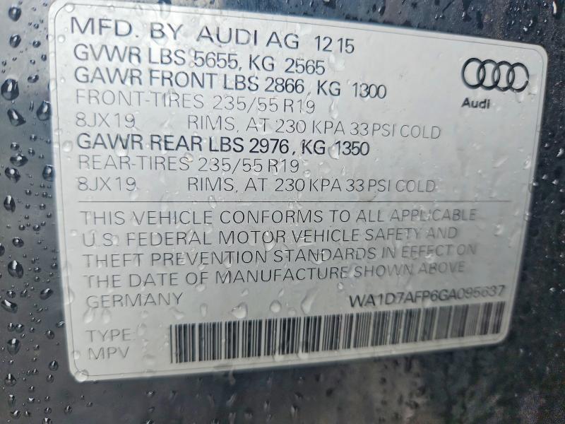 Aukcja sprzedaży 2016 Audi Q5, vin: WA1D7AFP6GA095637, numer aukcji: 59596786