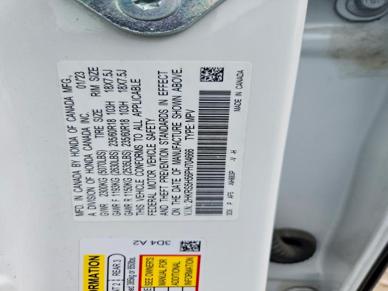 Продаж на аукціоні авто 2023 Honda Cr-v, vin: 2HKRS5H56PH704666, номер лоту: 61243476