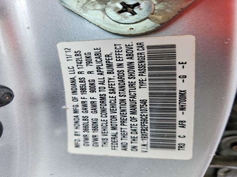 Продаж на аукціоні авто 2012 Honda Civic, vin: 19XFB2F59CE107546, номер лоту: 59261136