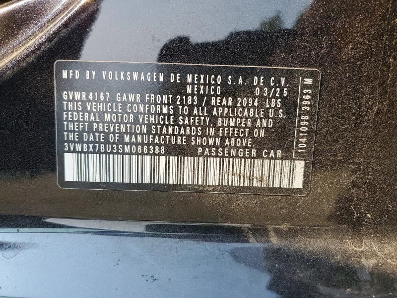 2025 Volkswagen Jetta მანქანა იყიდება აუქციონზე, vin: 3VWBX7BU3SM066388, აუქციონის ნომერი: 62930206
