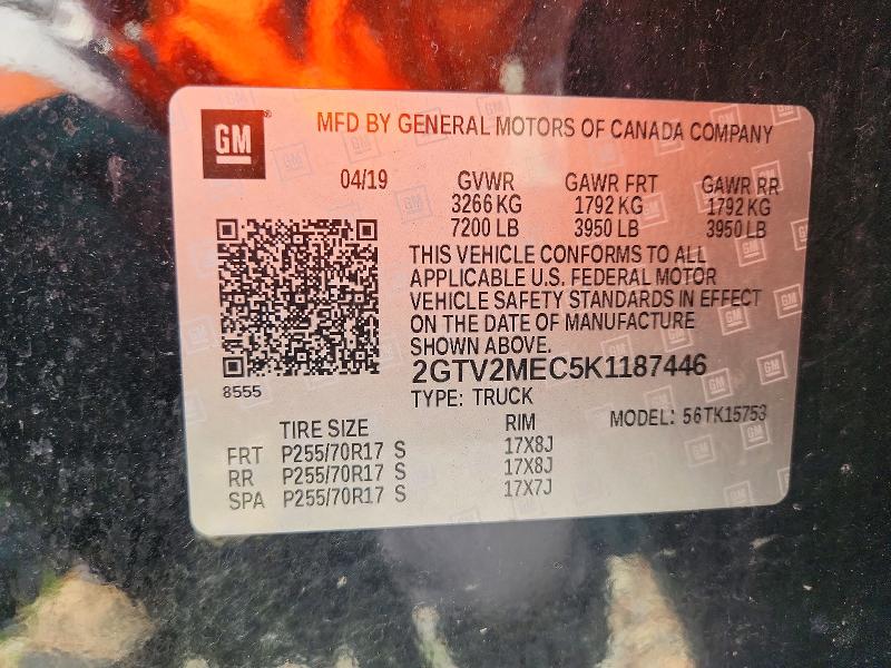 Aukcja sprzedaży 2019 Gmc Sierra Limited, vin: 2GTV2MEC5K1187446, numer aukcji: 62131036