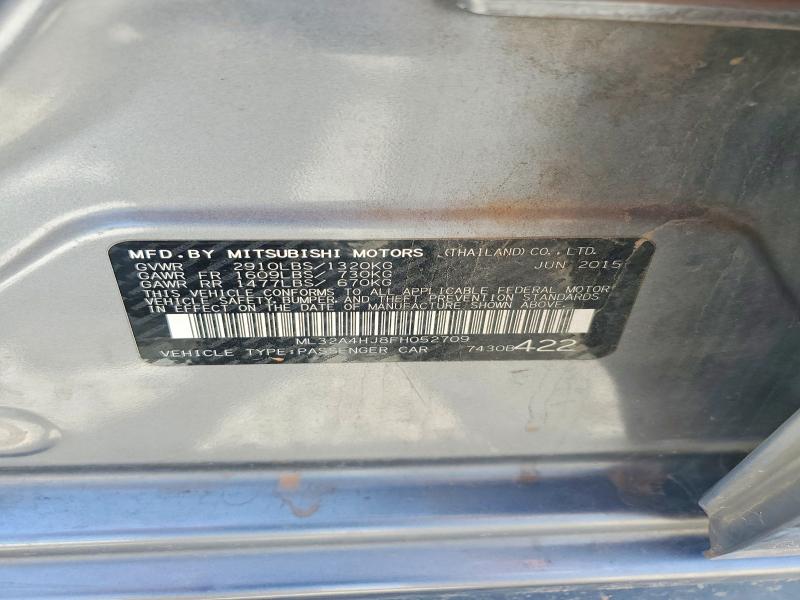 2015 Mitsubishi Mirage მანქანა იყიდება აუქციონზე, vin: ML32A4HJ8FH052709, აუქციონის ნომერი: 60721006