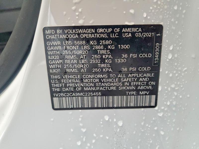 2021 Volkswagen Atlas Cross Sport მანქანა იყიდება აუქციონზე, vin: 1V2BC2CA9MC225455, აუქციონის ნომერი: 61373926