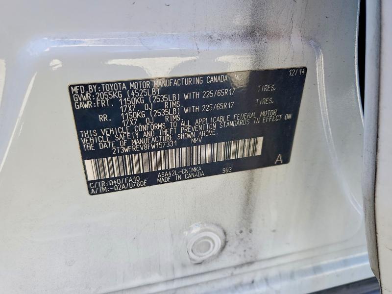 60214136 :رقم المزاد ، 2T3WFREV8FW157331 vin ، 2015 Toyota Rav4 مزاد بيع