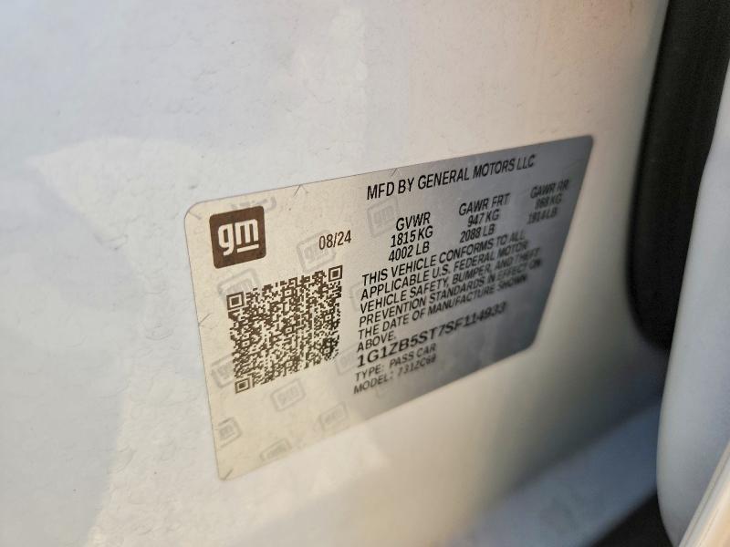 Aukcja sprzedaży 2025 Chevrolet Malibu, vin: 1G1ZB5ST7SF114933, numer aukcji: 59313306