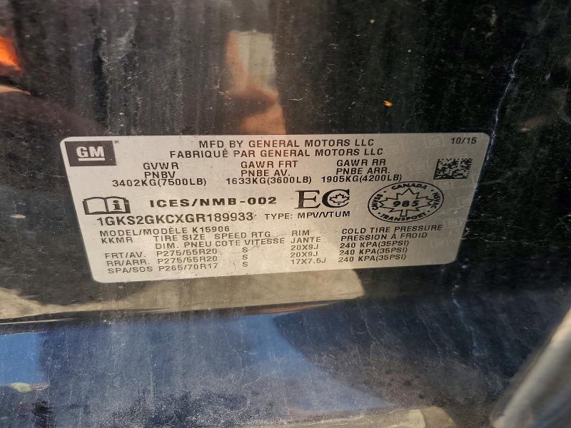 2016 Gmc Yukon Xl მანქანა იყიდება აუქციონზე, vin: 1GKS2GKCXGR189933, აუქციონის ნომერი: 62226226