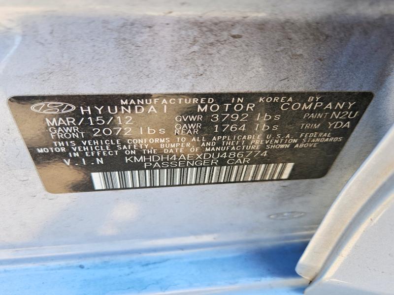 Aukcja sprzedaży 2013 Hyundai Elantra, vin: KMHDH4AEXDU486774, numer aukcji: 60827766