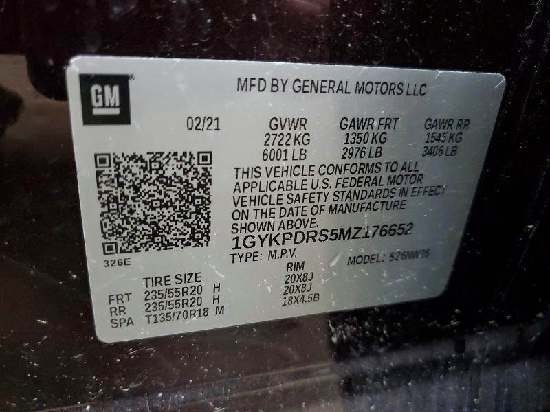 2021 Cadillac Xt6 მანქანა იყიდება აუქციონზე, vin: 1GYKPDRS5MZ176652, აუქციონის ნომერი: 58816166