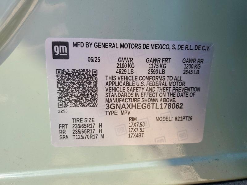 63203936 :رقم المزاد ، 3GNAXHEG6TL178062 vin ، 2026 Chevrolet Equinox مزاد بيع
