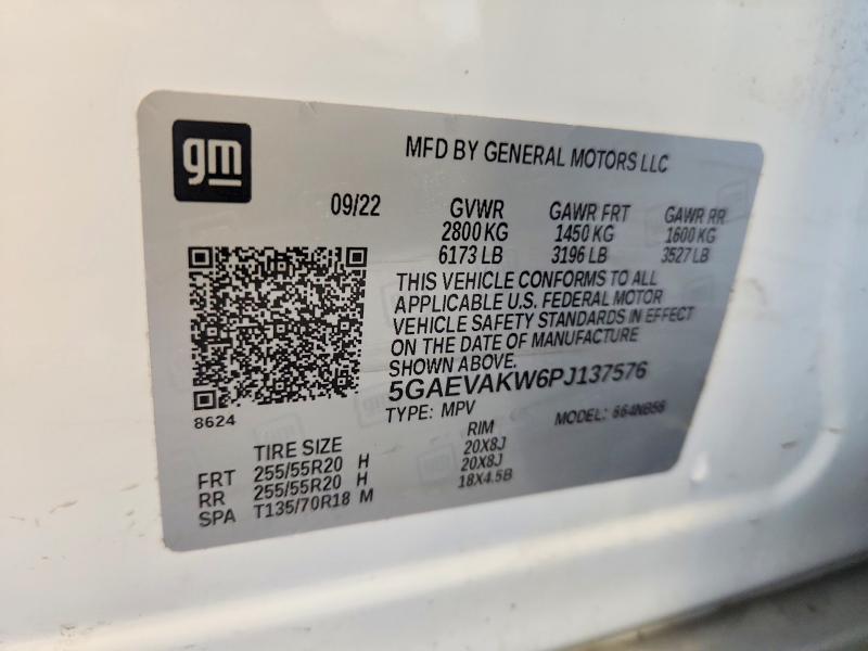 2023 Buick Enclave მანქანა იყიდება აუქციონზე, vin: 5GAEVAKW6PJ137576, აუქციონის ნომერი: 60975376