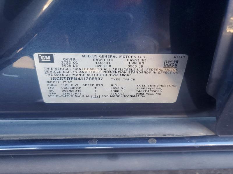 Aukcja sprzedaży 2018 Chevrolet Colorado, vin: 1GCGTDEN4J1206807, numer aukcji: 61011906